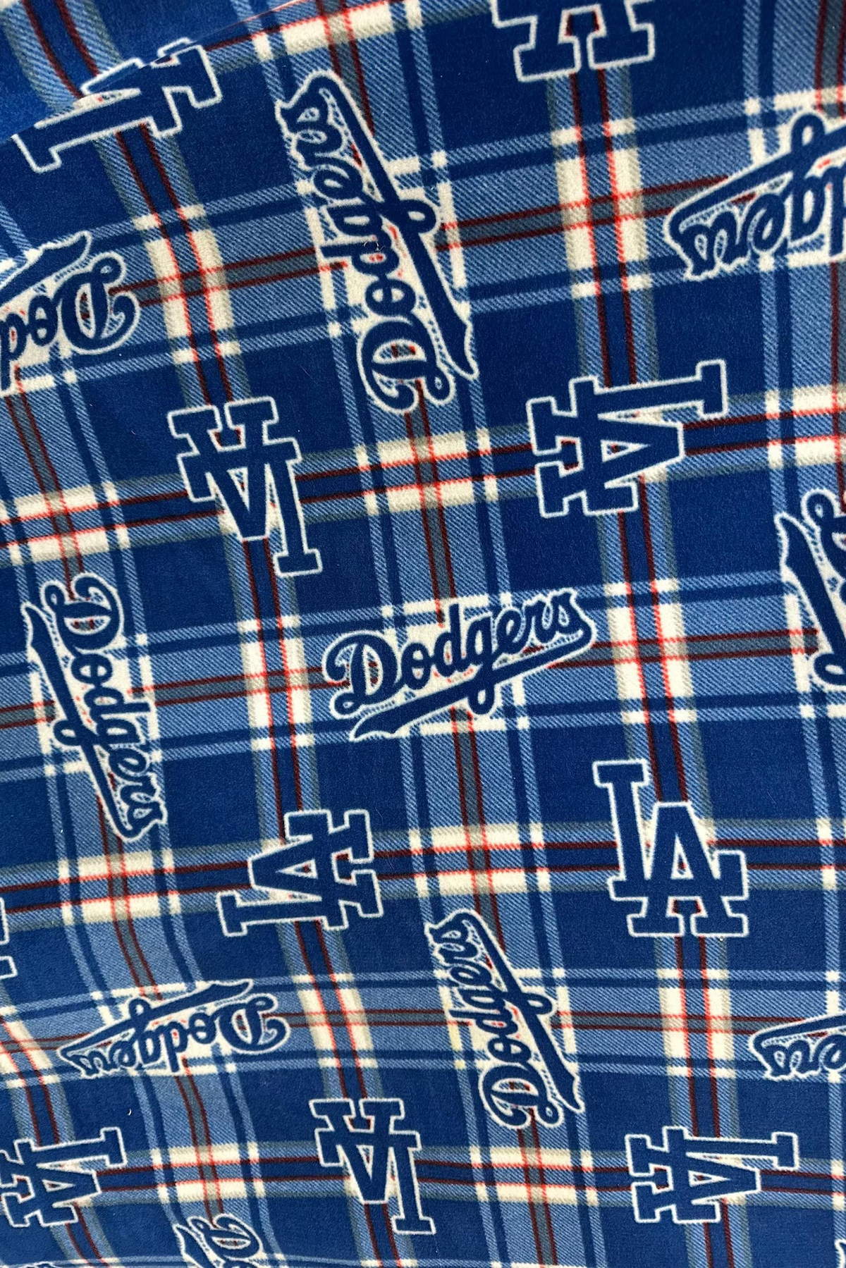 Dodgers Fleece Fabric Yard, LA Baseball Blanket Fabric, Plaid & Checker Dodgers Fabric, MLB Fleece Material for Blankets, Crafts