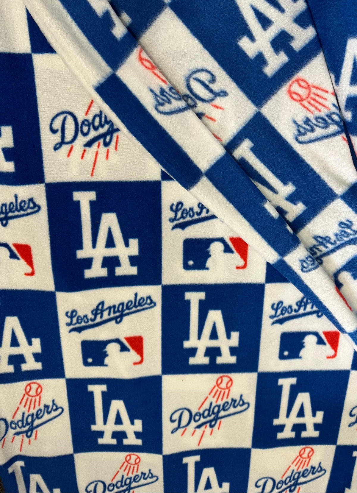 Dodgers Fleece Fabric Yard, LA Baseball Blanket Fabric, Plaid & Checker Dodgers Fabric, MLB Fleece Material for Blankets, Crafts