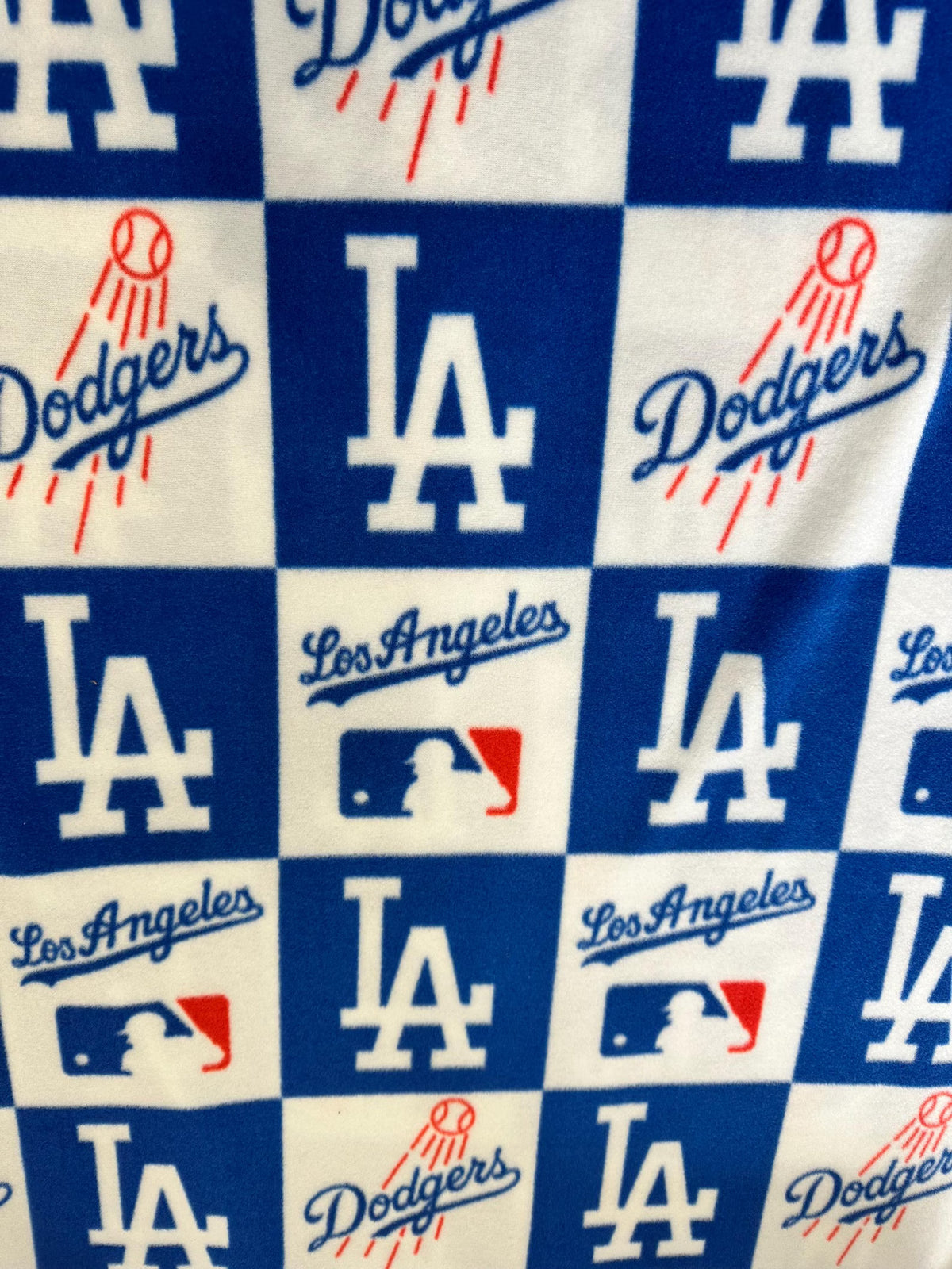 Dodgers Fleece Fabric Yard, LA Baseball Blanket Fabric, Plaid & Checker Dodgers Fabric, MLB Fleece Material for Blankets, Crafts