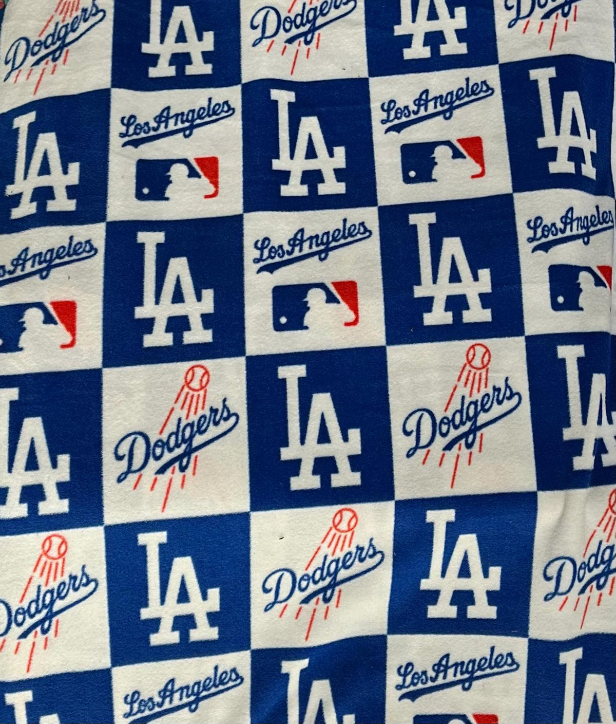 Dodgers Fleece Fabric Yard, LA Baseball Blanket Fabric, Plaid & Checker Dodgers Fabric, MLB Fleece Material for Blankets, Crafts