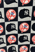 New York Yankees Fleece Fabric by the Yard, MLB Baseball Print Plaid Checkerboard NY Logo, Soft Blanket Fabric, DIY No Sew Throw Material