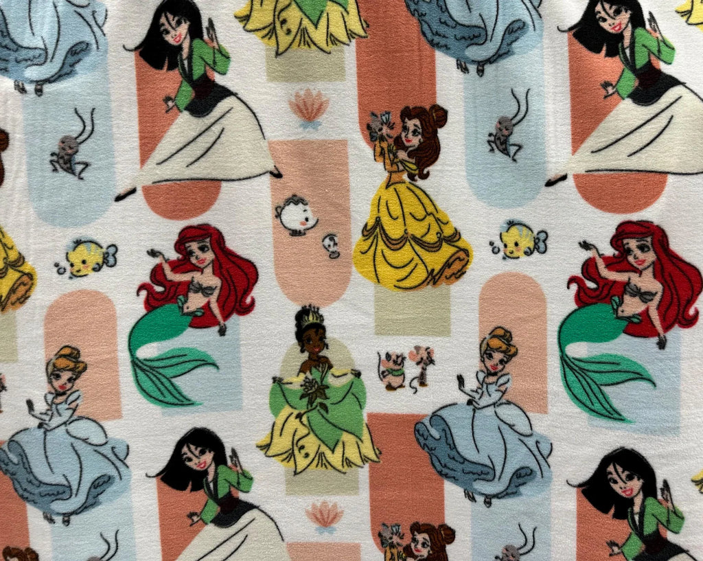 Disney Princess Fleece Fabric / Anti Pill / 60" Wide / Disney Characters ( Cinderella, Bell, Aurora, Ariel, Rapunzel) / Sold by the Yard