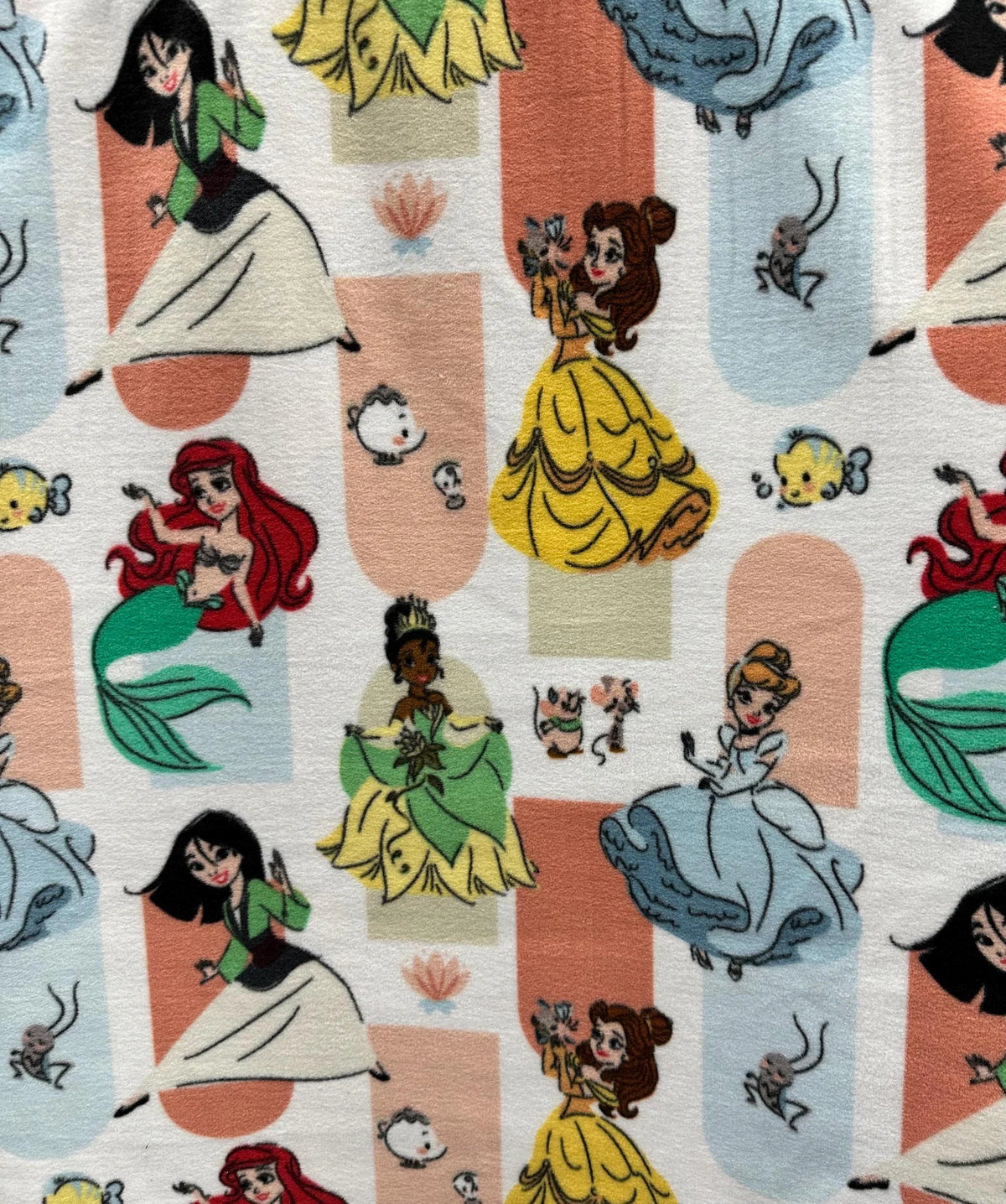 Disney Princess Fleece Fabric / Anti Pill / 60" Wide / Disney Characters ( Cinderella, Bell, Aurora, Ariel, Rapunzel) / Sold by the Yard