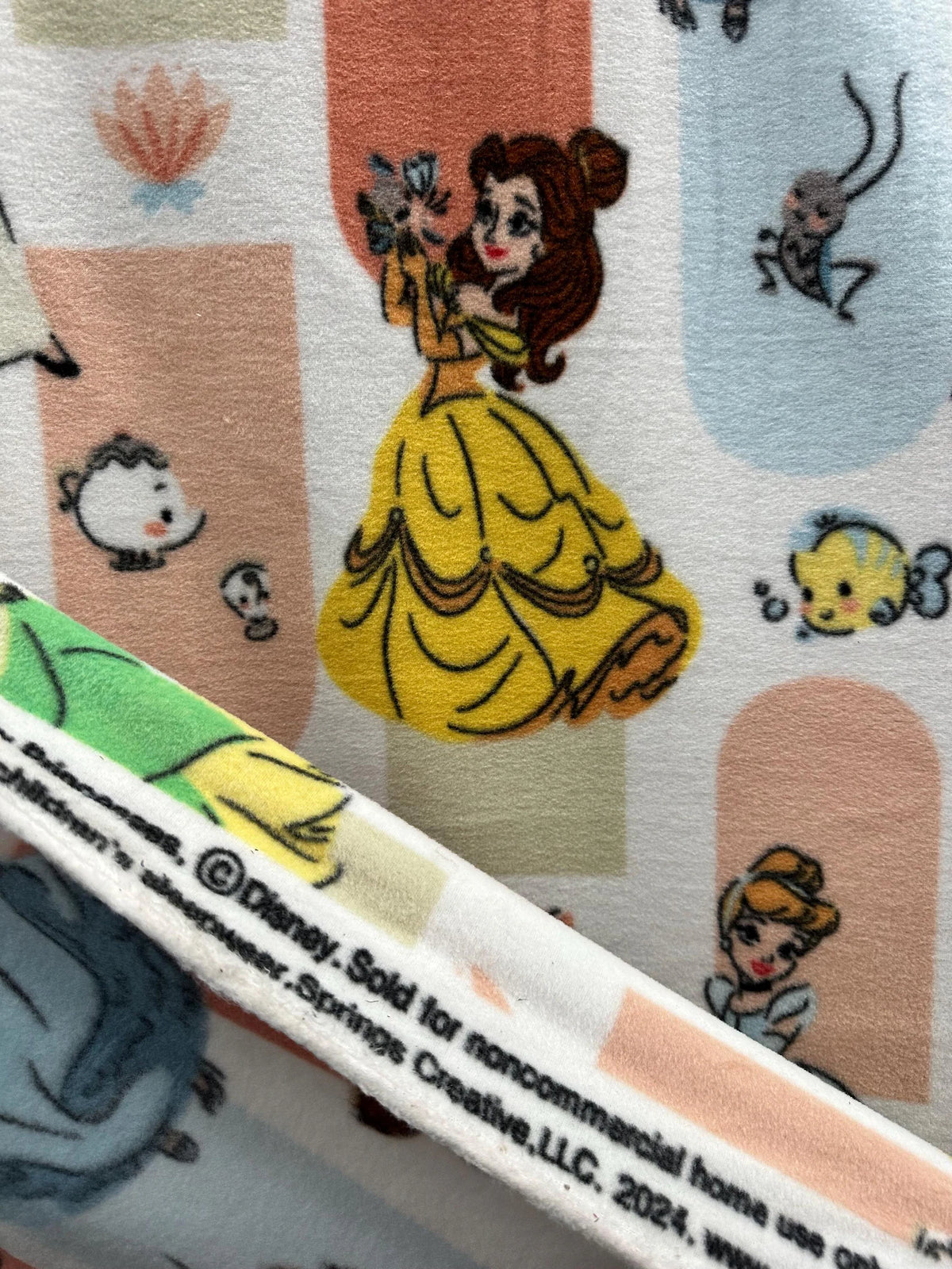 Disney Princess Fleece Fabric / Anti Pill / 60" Wide / Disney Characters ( Cinderella, Bell, Aurora, Ariel, Rapunzel) / Sold by the Yard
