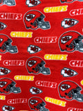 Kansas City Chiefs Fleece Fabric by the Yard, Red Football Helmet or Plaid Print, 58-Inch-Wide Polyester