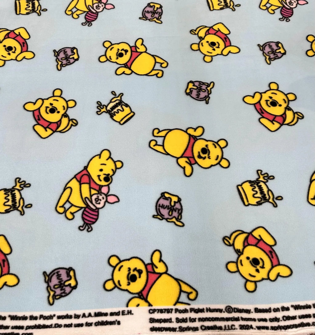 Winnie Pooh Fleece Fabric By The Yard, Disney Pooh Bear Fabric, Baby Blanket Fabric, Nursery Fabric, Soft Anti Pill Fleece, Kids Fabric