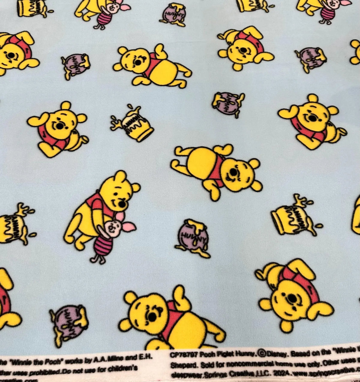 Winnie Pooh Fleece Fabric By The Yard, Disney Pooh Bear Fabric, Baby Blanket Fabric, Nursery Fabric, Soft Anti Pill Fleece, Kids Fabric