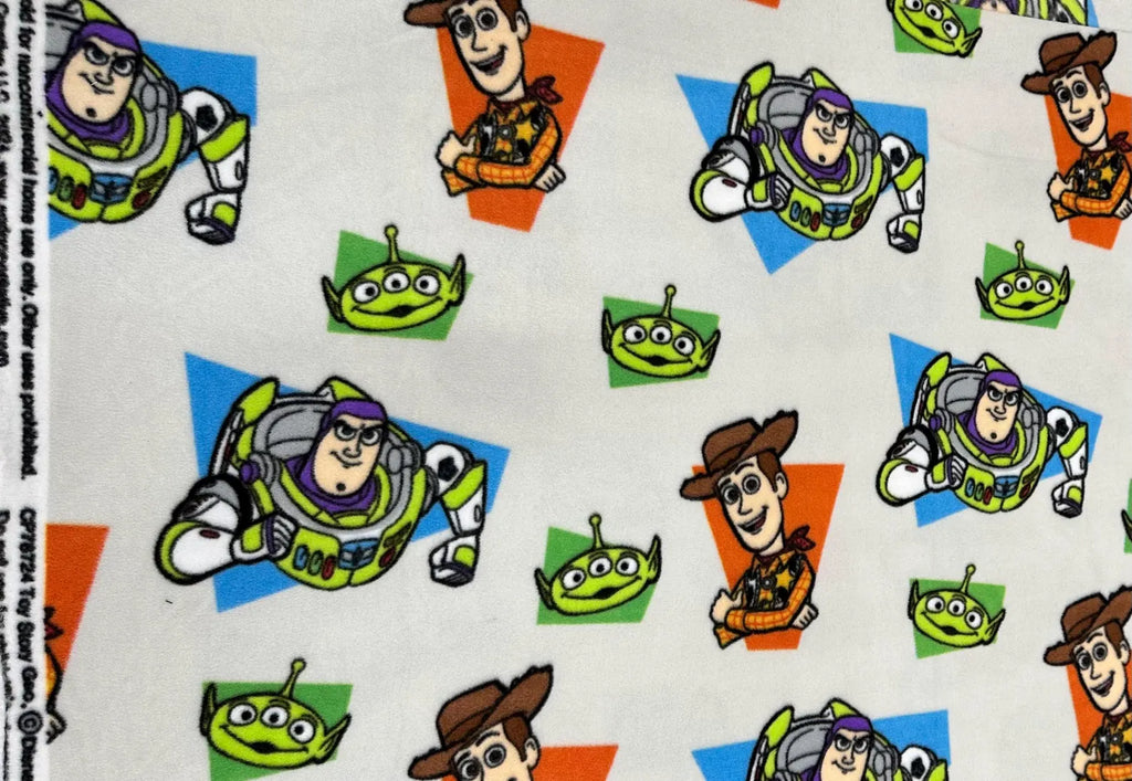 Toy Story Fleece Fabric by the Yard – Woody, Buzz Lightyear & Alien Print – Soft Disney Pixar Material