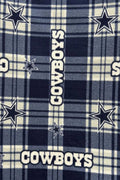 Dallas Cowboys Fleece Fabric by the Yard – (Helmet Toss, Star Print, Checkerboard, Allover Script, Plaid) – NFL Football