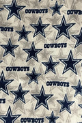 Dallas Cowboys Fleece Fabric by the Yard – (Helmet Toss, Star Print, Checkerboard, Allover Script, Plaid) – NFL Football