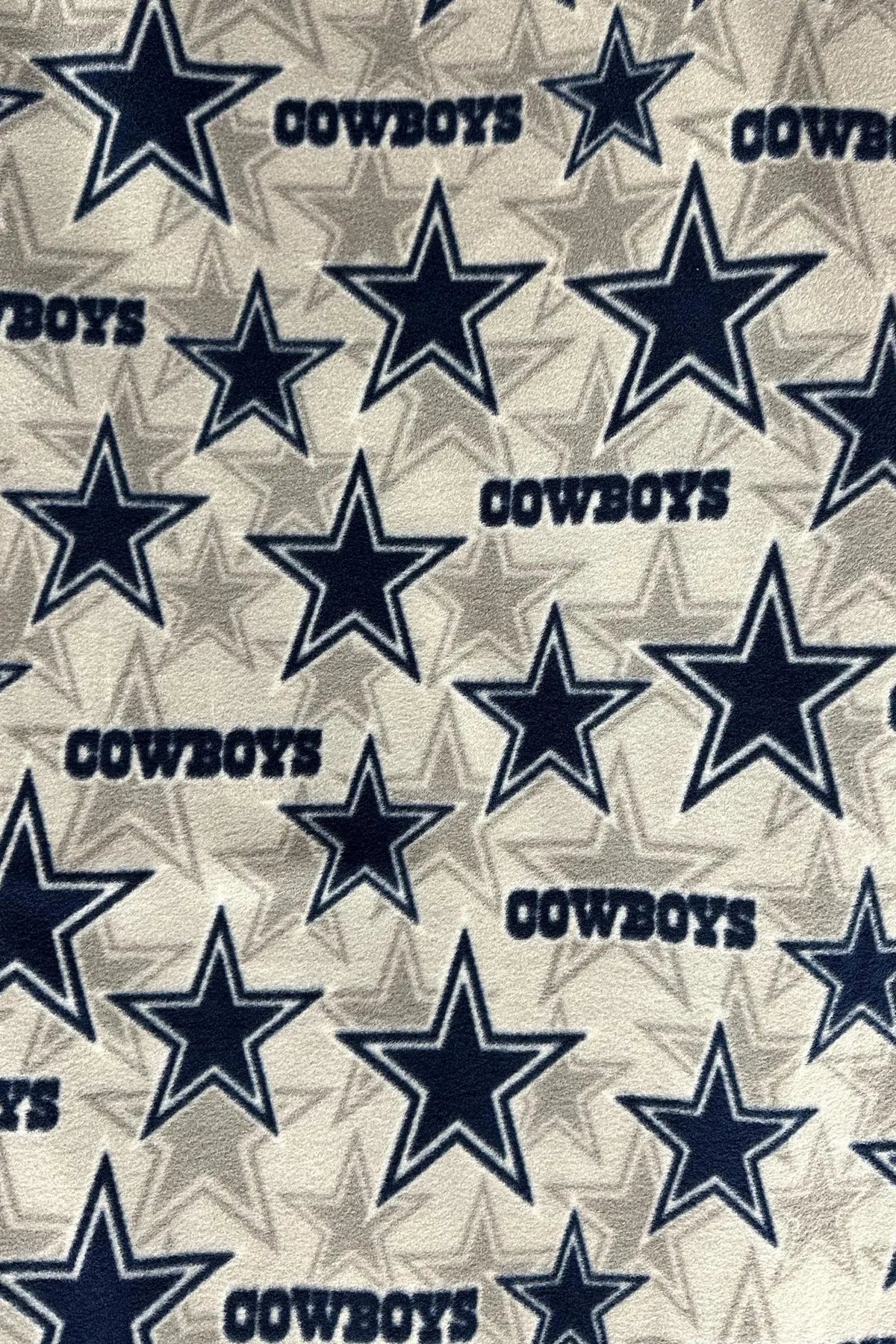 Dallas Cowboys Fleece Fabric by the Yard – (Helmet Toss, Star Print, Checkerboard, Allover Script, Plaid) – NFL Football