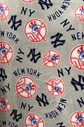 New York Yankees Fleece Fabric by the Yard, MLB Baseball Print Plaid Checkerboard NY Logo, Soft Blanket Fabric, DIY No Sew Throw Material