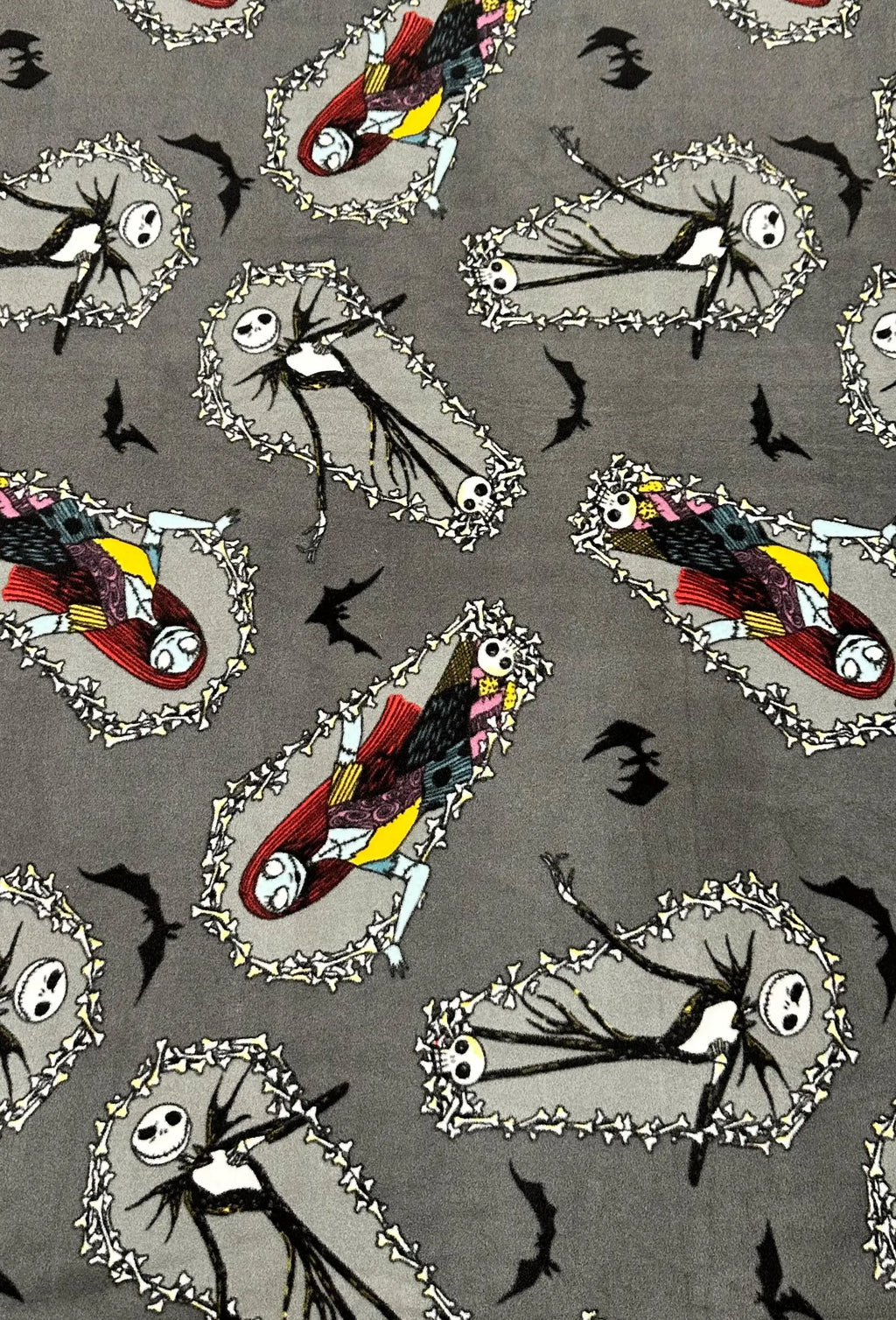 Nightmare Before Christmas Fleece Fabric by the Yard, Jack Skellington Sally Print, Halloween Fleece Blanket Fabric, Anti Pill Polar Fleece