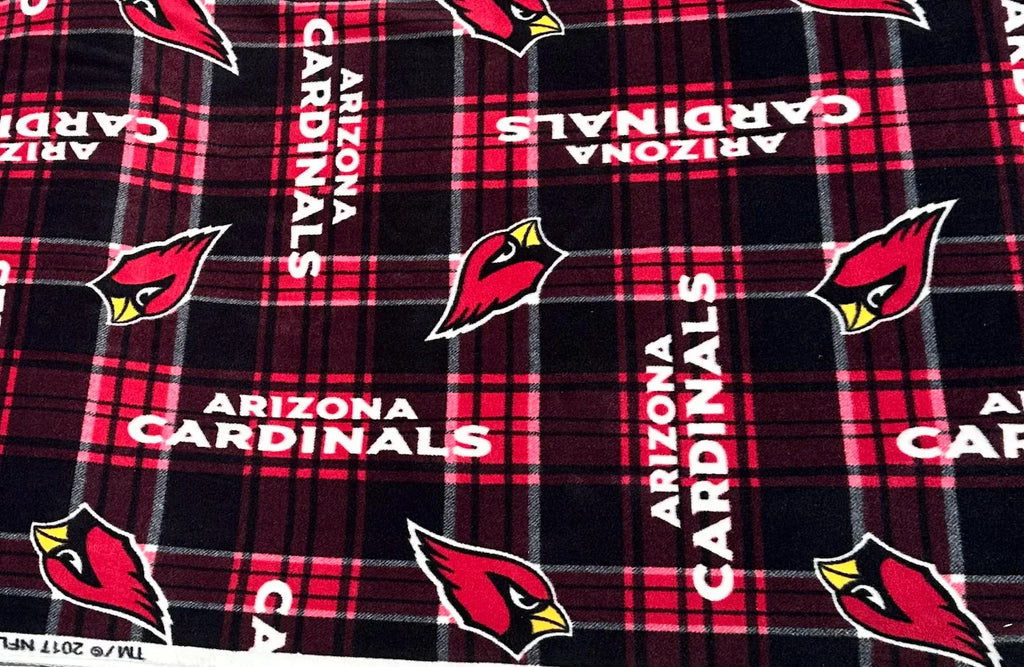Arizona Cardinals Fleece Fabric Plaid, NFL Licensed Style Red Black Blanket Fabric, Football Team Fabric by the Yard, Anti Pill Fleece