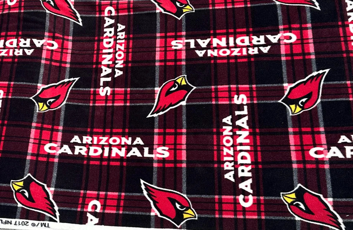 Arizona Cardinals Fleece Fabric Plaid, NFL Licensed Style Red Black Blanket Fabric, Football Team Fabric by the Yard, Anti Pill Fleece