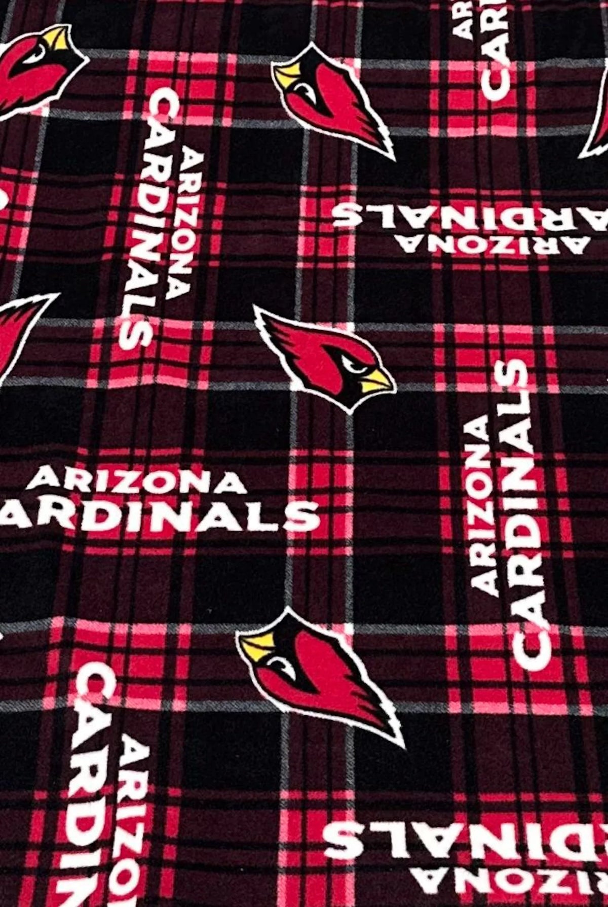 Arizona Cardinals Fleece Fabric Plaid, NFL Licensed Style Red Black Blanket Fabric, Football Team Fabric by the Yard, Anti Pill Fleece
