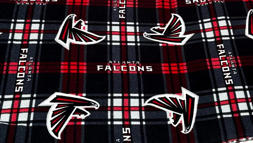 Atlanta Falcons Style Fleece Fabric Plaid Red Black, Football Fan Blanket Fabric by the Yard, Anti Pill Fleece, Sports Theme Fabric
