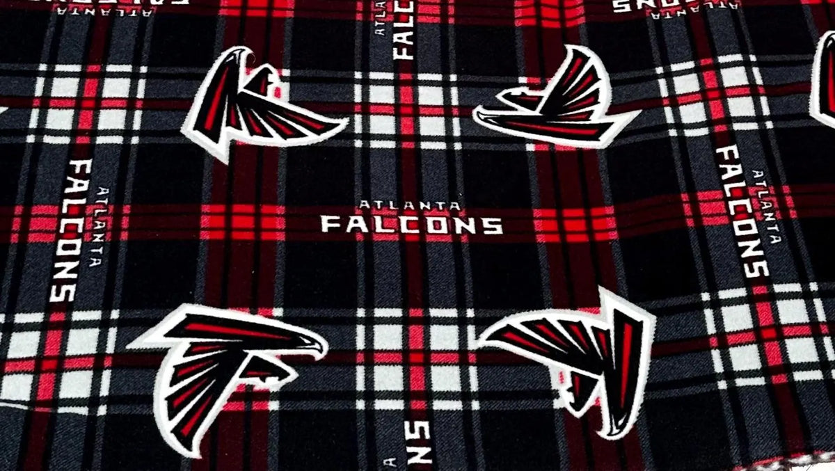 Atlanta Falcons Style Fleece Fabric Plaid Red Black, Football Fan Blanket Fabric by the Yard, Anti Pill Fleece, Sports Theme Fabric