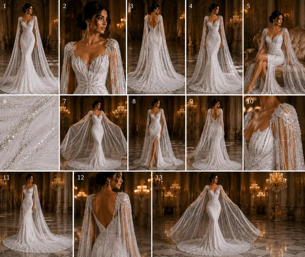 IVORY - Luxurious Design Lace - Beaded Design with Embroidered Sequins and Beads On a Mesh Lace Fabric By The Yard