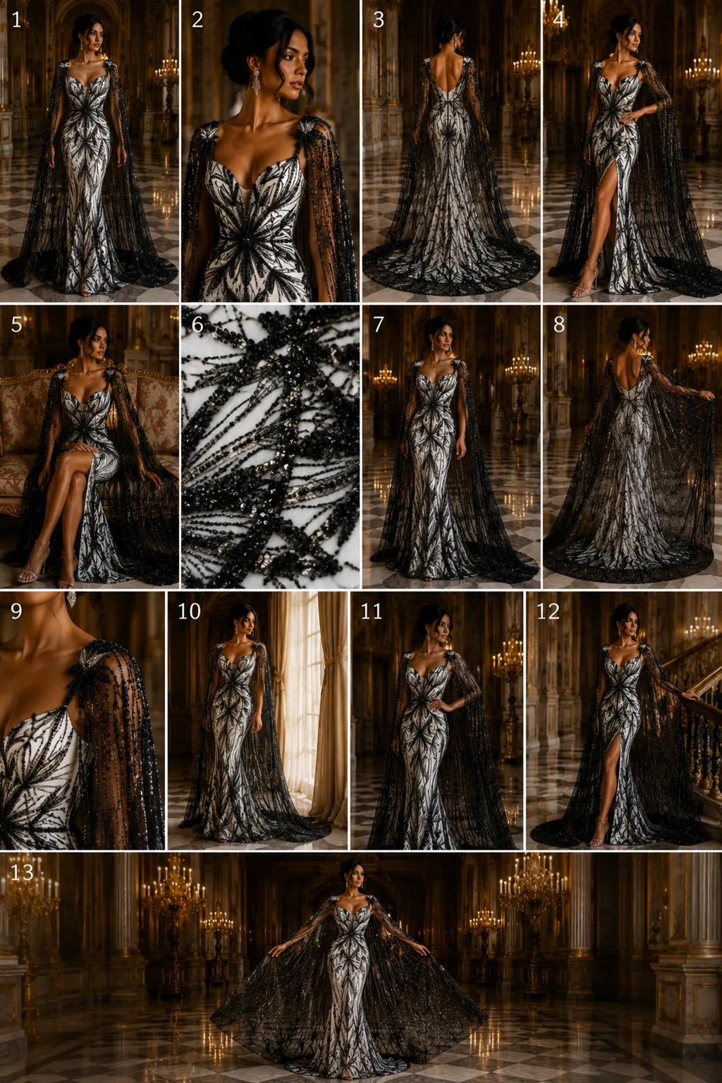 BLACK - Luxurious Design Lace - Beaded Design with Embroidered Sequins and Beads On a Mesh Lace Fabric By The Yard