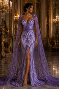 LILAC - Luxurious Design Lace - Beaded Design with Embroidered Sequins and Beads On a Mesh Lace Fabric By The Yard