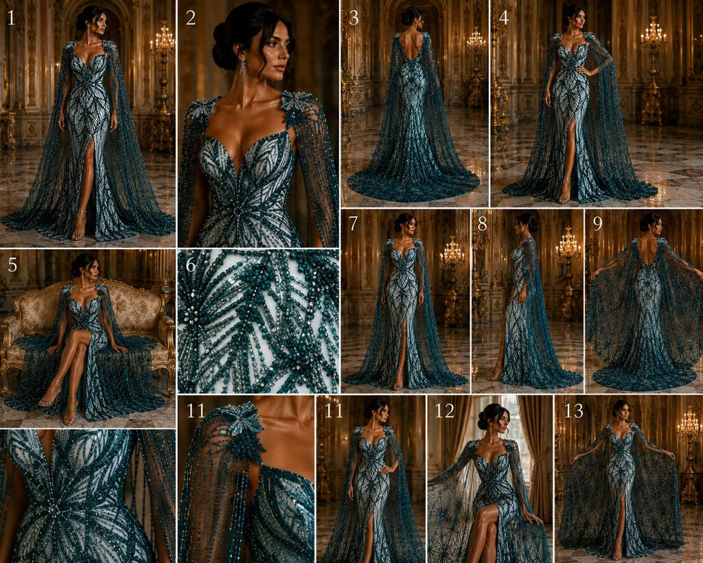 HUNTER - Luxurious Design Lace - Beaded Design with Embroidered Sequins and Beads On a Mesh Lace Fabric By The Yard