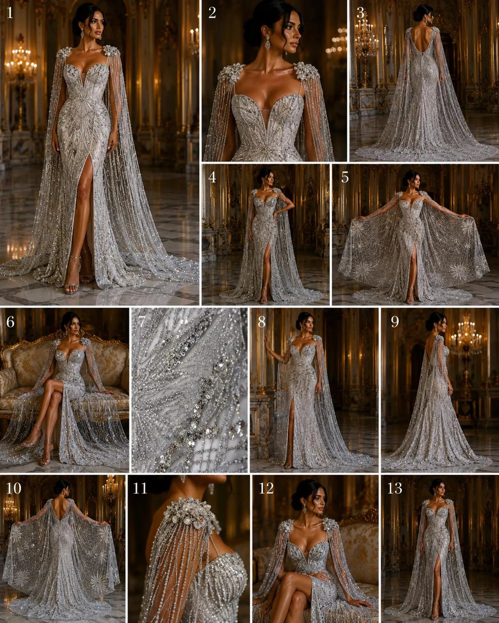 SILVER - Luxurious Design Lace - Beaded Design with Embroidered Sequins and Beads On a Mesh Lace Fabric By The Yard
