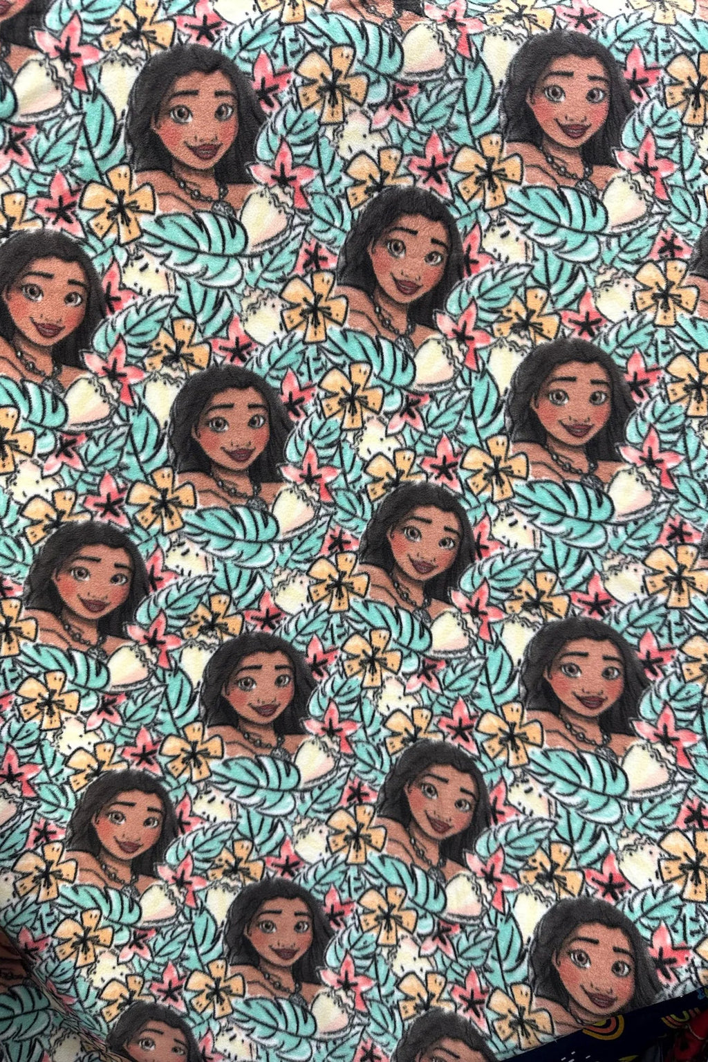 Moana Fleece Fabric by the Yard, 58” Wide, 100% Polyester, Tropical Floral Character Fleece for Blankets, Sewing & Kids Crafts