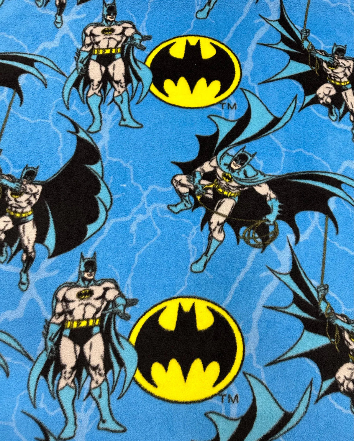 Batman Fleece Fabric by the Yard, 58” Wide, 100% Polyester, Blue Superhero Fabric, Batman Logo Fleece for Blankets, Sewing & Crafts