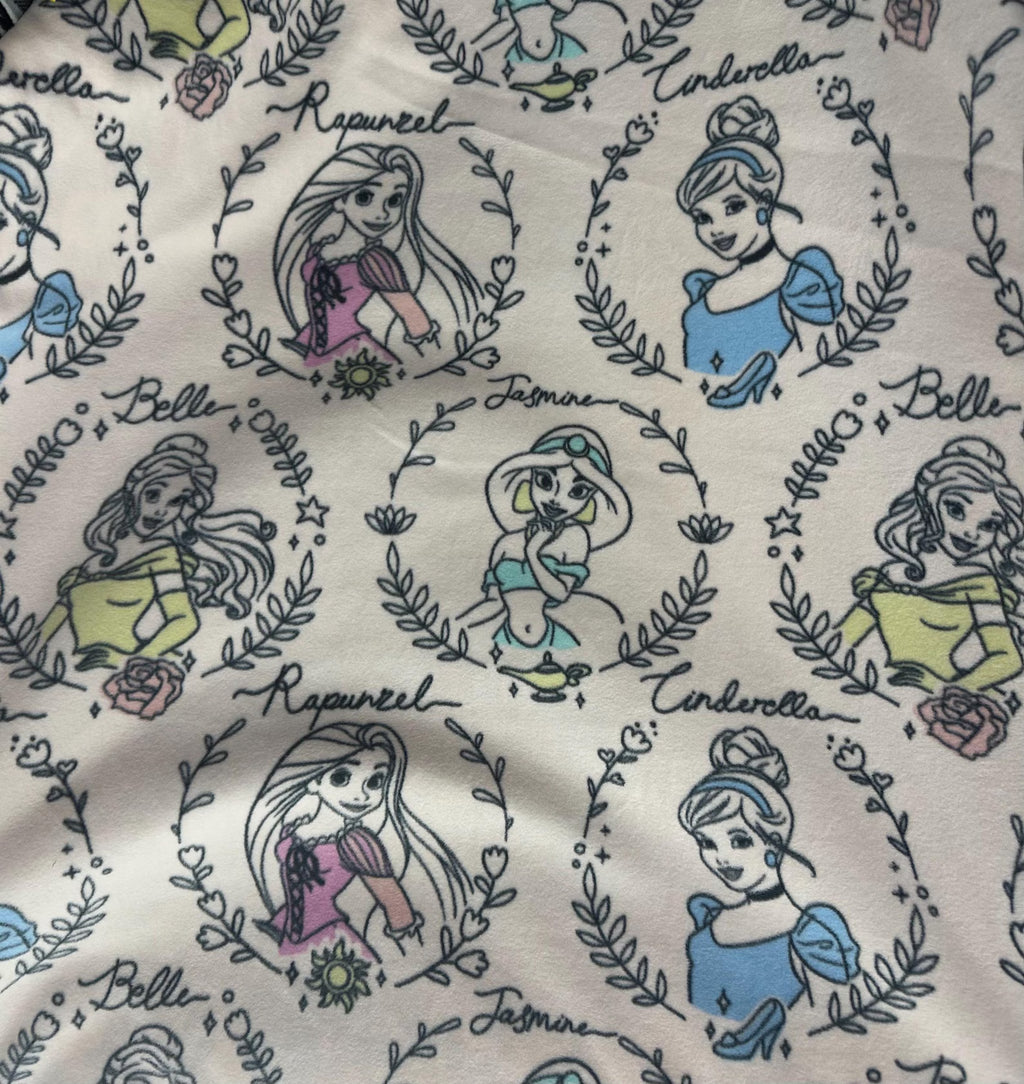 Disney Princess Fleece Fabric / Anti Pill / 60" Wide / Disney Characters ( Cinderella, Bell, Aurora, Ariel, Rapunzel) / Sold by the Yard