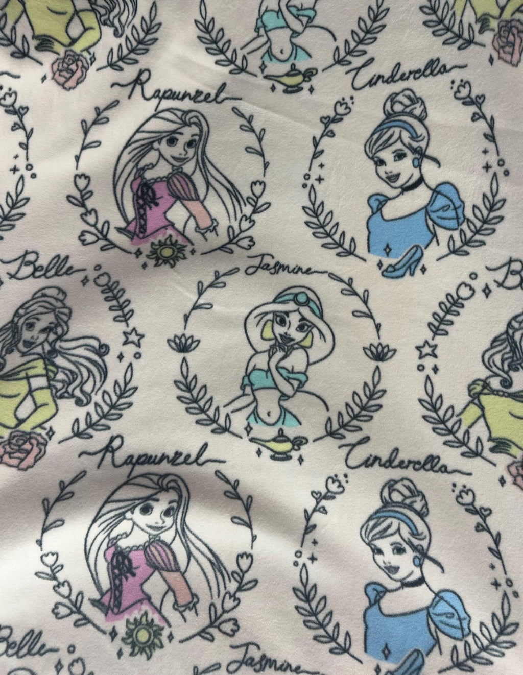 Disney Princess Fleece Fabric / Anti Pill / 60" Wide / Disney Characters ( Cinderella, Bell, Aurora, Ariel, Rapunzel) / Sold by the Yard