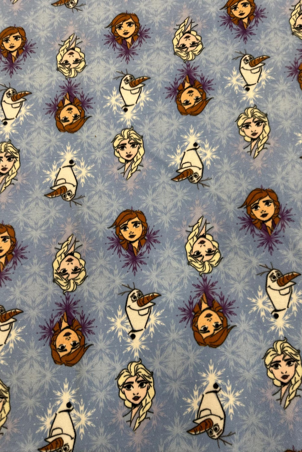 Disney Frozen Fleece Fabric by the Yard, Elsa Anna Olaf Snowflake Print, Blue, 58 Inch Wide