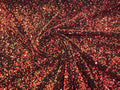 5mm Sequins on a Stretch Velvet 2-Way Stretch Sold By The Yard. Red Orange Iridescent For Prom Dress Evening Wedding Bridal Gowns