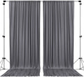 Polyester Backdrop Drapes Curtains 2 Panels with Rod Pockets - Wedding Ceremony Party Home Window Decorations - Charcoal