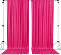 Polyester Backdrop Drapes Curtains 2 Panels with Rod Pockets - Wedding Ceremony Party Home Window Decorations - Fuchsia