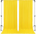 Polyester Backdrop Drapes Curtains 2 Panels with Rod Pockets - Wedding Ceremony Party Home Window Decorations - Lt Yellow