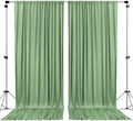 Polyester Backdrop Drapes Curtains 2 Panels with Rod Pockets - Wedding Ceremony Party Home Window Decorations - Sage