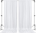 Polyester Backdrop Drapes Curtains 2 Panels with Rod Pockets - Wedding Ceremony Party Home Window Decorations - White