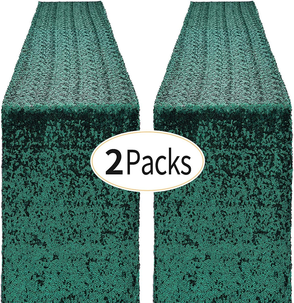 4 Pack -- Hunter Green Table Runners - Sequin Table Runner Glitter Table Runner for Birthday Party, Supplies Decorations ( 4 Pack )