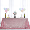 90" Sequin Tablecloth Rectangular Glitter Table Cloths for Birthday Wedding Bridal Baby Shower Party Decorations Pink Rose