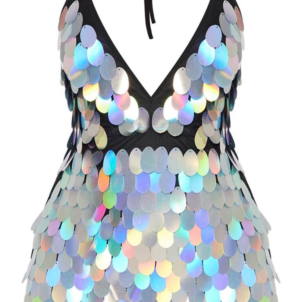 JUMBO TEARDROP -  Jumbo Stretch Mesh 2 Way - MULTICOLOR - Sold By The Yard - Tear Drop Mermaid Jumbo Sequins Fabric On a Mesh Fabric