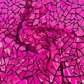 METALLIC DIAMOND - Metallic Sequins Velvet Fabric - Black Stretch Velvet - SHINY - By The Yard. Hot Pink