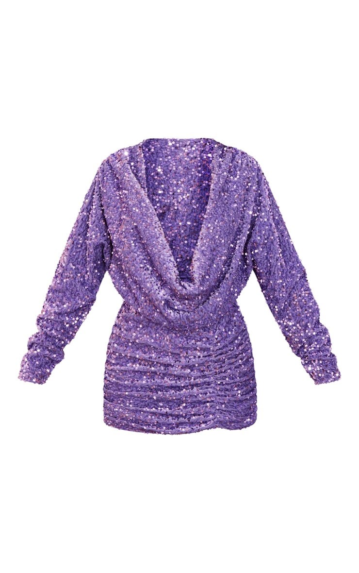 5mm Sequins on a Stretch Velvet 2-Way Stretch Sold By The Yard. Purple For Prom Dress Evening Wedding Bridal Gowns