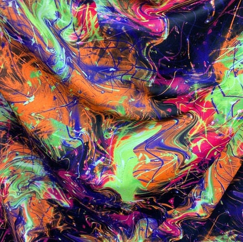 ABSTRACT -  Print Stretch Spandex-Sold By The Yard - PURPLELIME - Ideal For Costumes, Dresses, Leggings, Swimsuit and Much More