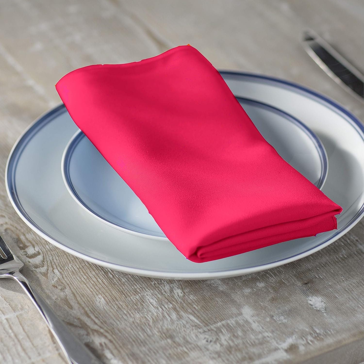 FUCHSIA -Poly Poplin Napkin - 18" X 18" - Cloth Napkins, Washable Reusable Napkins,Wrinkle Resistance Napkins for Dinner, Wedding, Parties