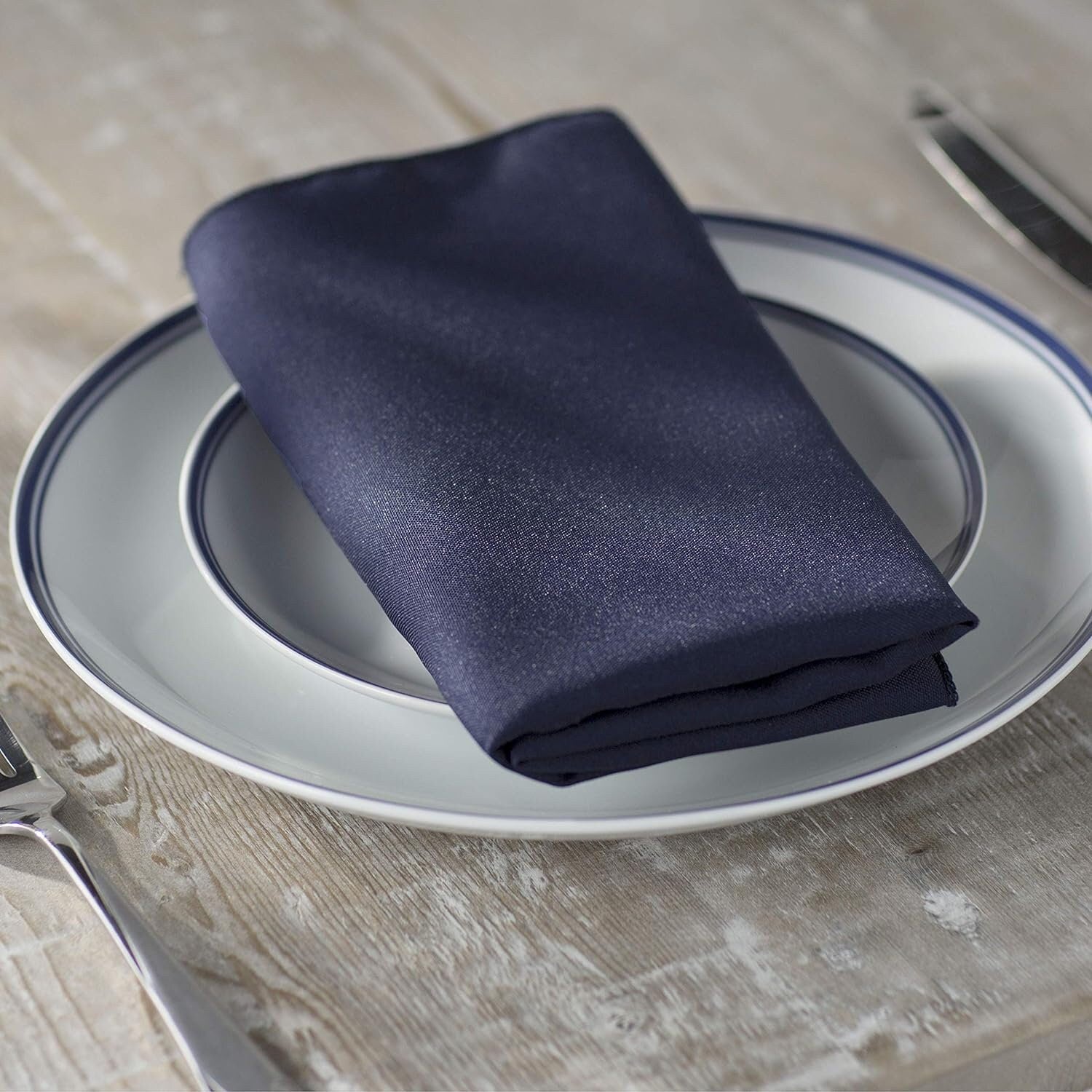 NAVY - Poly Poplin Napkin - 18" X 18" - Cloth Napkins, Washable Reusable Napkins Wrinkle Resistance Napkins for Dinner, Wedding,Parties