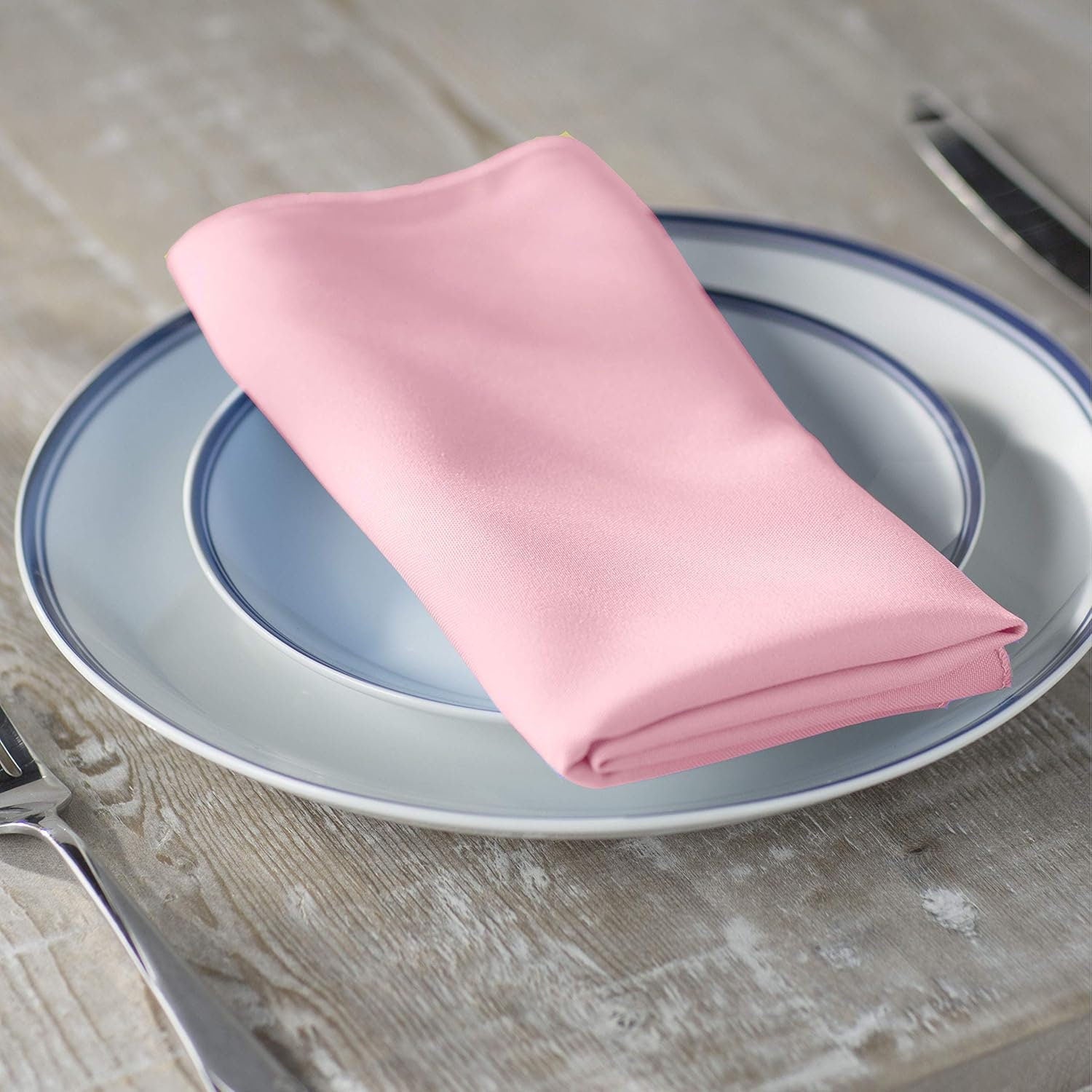 PINK -Poly Poplin Napkin - 18" X 18" - Cloth Napkins, Washable Reusable Napkins,Wrinkle Resistance Napkins for Dinner, Wedding, Parties