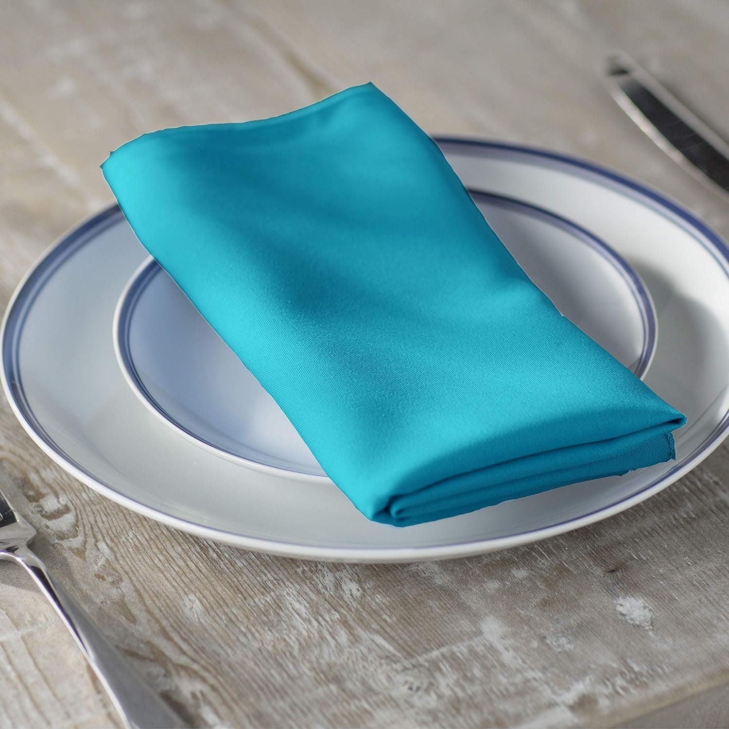 TURQUOISE - Poly Poplin Napkin - 18" X 18" - Cloth Napkins, Washable Reusable Napkins Wrinkle Resistance Napkins for Dinner, Wedding,Parties
