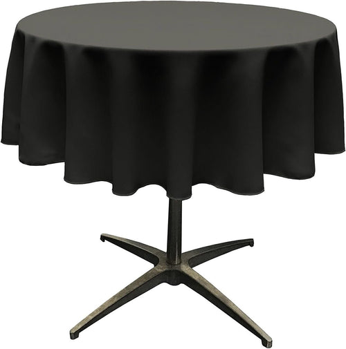 BLACK - Polyester Poplin Washable Round Tablecloth, Wrinkle Resistant Table Cover Fabric Table Cloth for Dinning, Kitchen, Party, Holiday