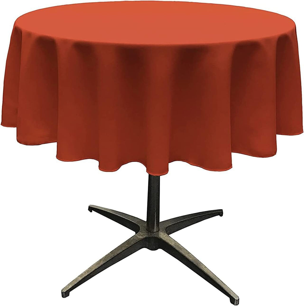 RUST - Polyester Poplin Washable Round Tablecloth, Wrinkle Resistant Table Cover Fabric Table Cloth for Dinning, Kitchen, Party, Holiday